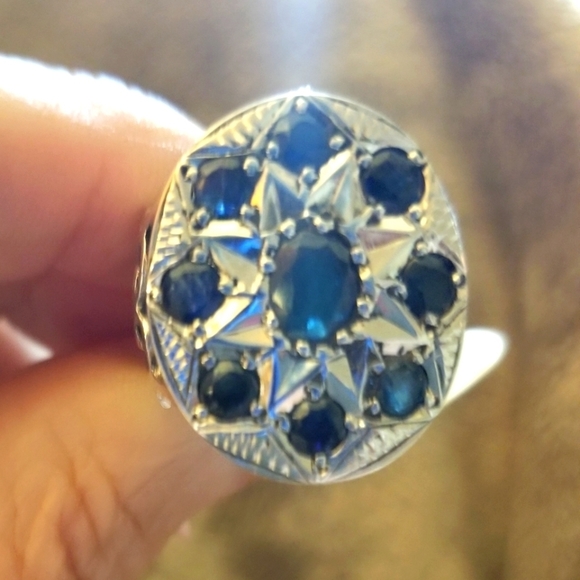 Antique Jewelry - ANTIQUE Art Deco Genuine Sapphire Ring Sterling